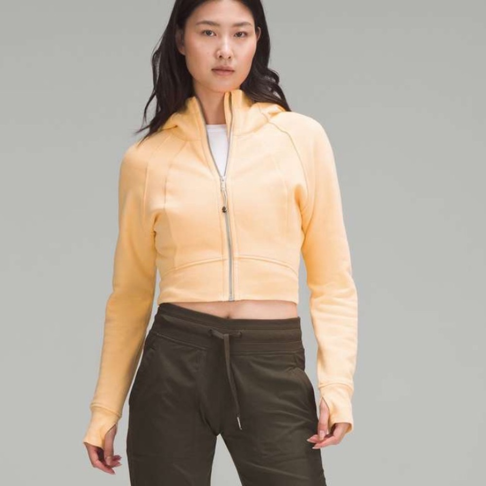Lululemon Scuba full zip cropped hoodie in “summer glow” size 6 NWOT